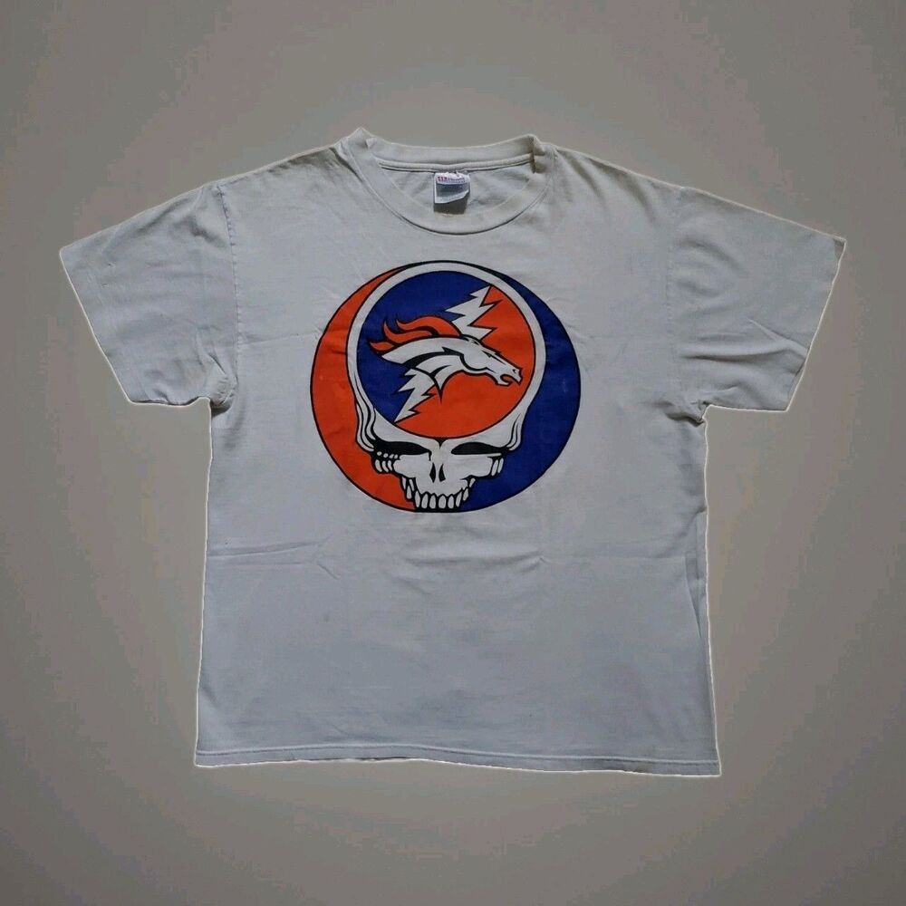 Denver Broncos Grateful Dead Shirt Men Size Large Short Sleeve Colorado 1998